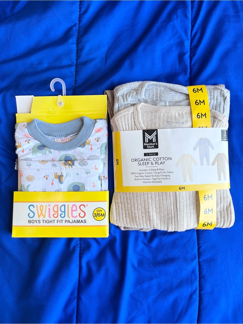 MEMBER’S MARK Sleep & Play 6 Months / SWIGGLES Tight Fit Pajamas 3-6 Months NWT